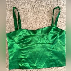 Super down green corset top - Revolve